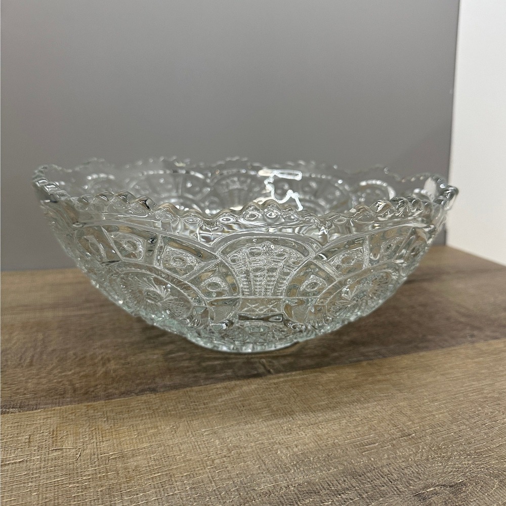 Antique Imperial Glass Broken Arches No. 733 EAPG 13" Clear Punch Bowl 1910s
